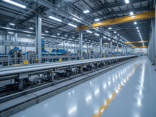 Modern aluminum manufacturing facility with advanced equipment and professional staff in clean industrial environment