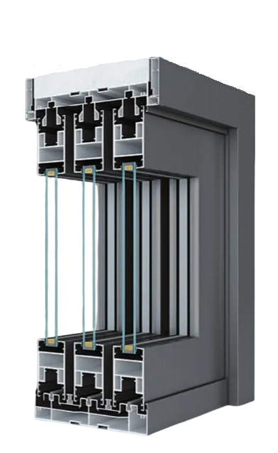 Various aluminum profiles and extrusions displayed in organized arrangement showing different shapes and sizes